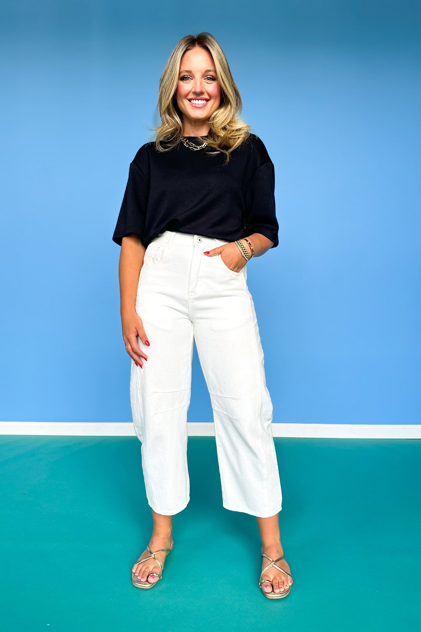 Black Drop Shoulder Short Sleeve Top *FINAL SALE*