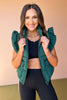 Hunter Green Ruffle Sleeve Puffer Vest