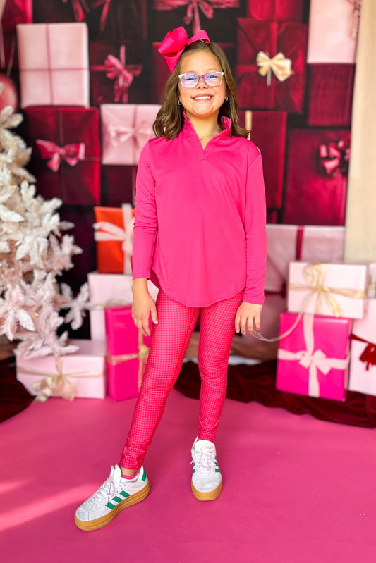 SSYS Kids Pink Red Houndstooth Leggings