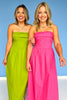 Magenta Poplin Fold Over Tube Dress