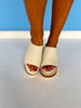Ivory Slip On Chunky Heel Platform Sandals