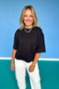Black Drop Shoulder Short Sleeve Top *FINAL SALE*