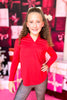 SSYS Kids Red Honeycomb Long Sleeve Frill V Neck Active Top