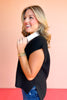 Black V Neck Side Slit Sweater Vest *FINAL SALE*