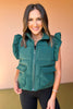 Hunter Green Ruffle Sleeve Puffer Vest