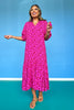 SSYS Rowan Short Sleeve Maxi Dress In Maroon Pink Two Tone Floral