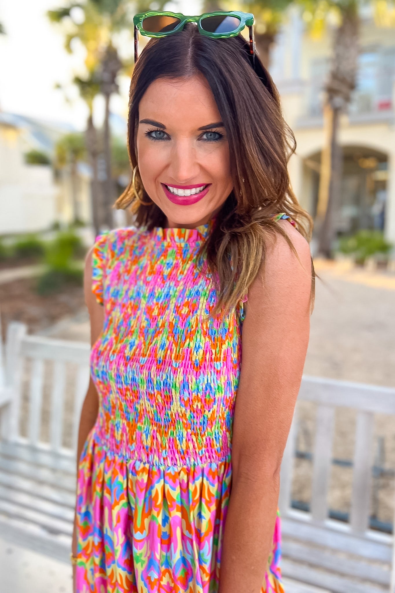 SSYS Rosie Smocked Bodice Ruffle Dress In Bright Bloomscape