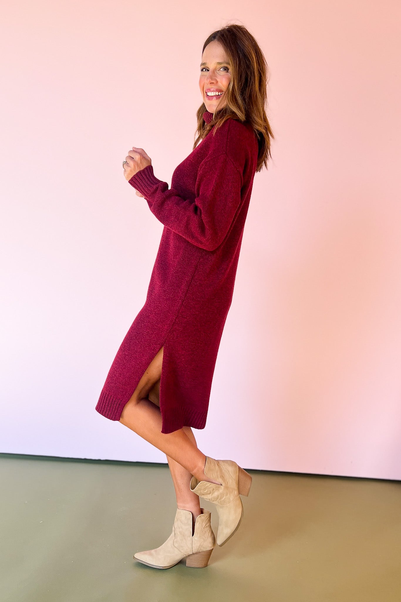 Red midi sweater dress online