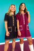 SSYS Ruthie Contrast Knit Dress In Maroon Pink