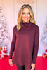 SSYS Grace Knit Boat Neck Tunic Sweater In Deep Maroon