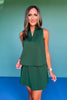SSYS Peyton Sleeveless Scuba Frill Neck Top In Hunter