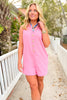 SSYS Kate Denim Gold Button Romper In Pink