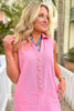 SSYS Kate Denim Gold Button Romper In Pink