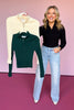 Dark Green Ribbed Knit Half Zip Top *FINAL SALE*