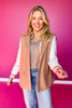 SSYS Arlene Mixed Media Varsity Blazer In Taupe
