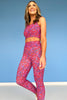 SSYS Blue Red Poppy Print Compression High Waist Leggings