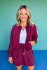 SSYS Evelyn Scuba Crew Neck Zip Jacket In Mulberry