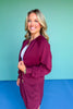 SSYS Evelyn Scuba Crew Neck Zip Jacket In Mulberry