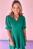 Green V Neck Half Sleeve Flared Knit Dress *FINAL SALE*