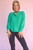 Kelly Green High Low Round Hem Henley Top *FINAL SALE*