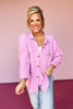 Pink Waffle Button Up Flap Pocket Shacket *FINAL SALE*