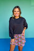 SSYS Crew Neck Printed Panel Scuba Sweatshirt In Black Abstract Animal