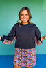 SSYS Crew Neck Printed Panel Scuba Sweatshirt In Black Abstract Animal