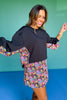 SSYS Crew Neck Printed Panel Scuba Sweatshirt In Black Abstract Animal
