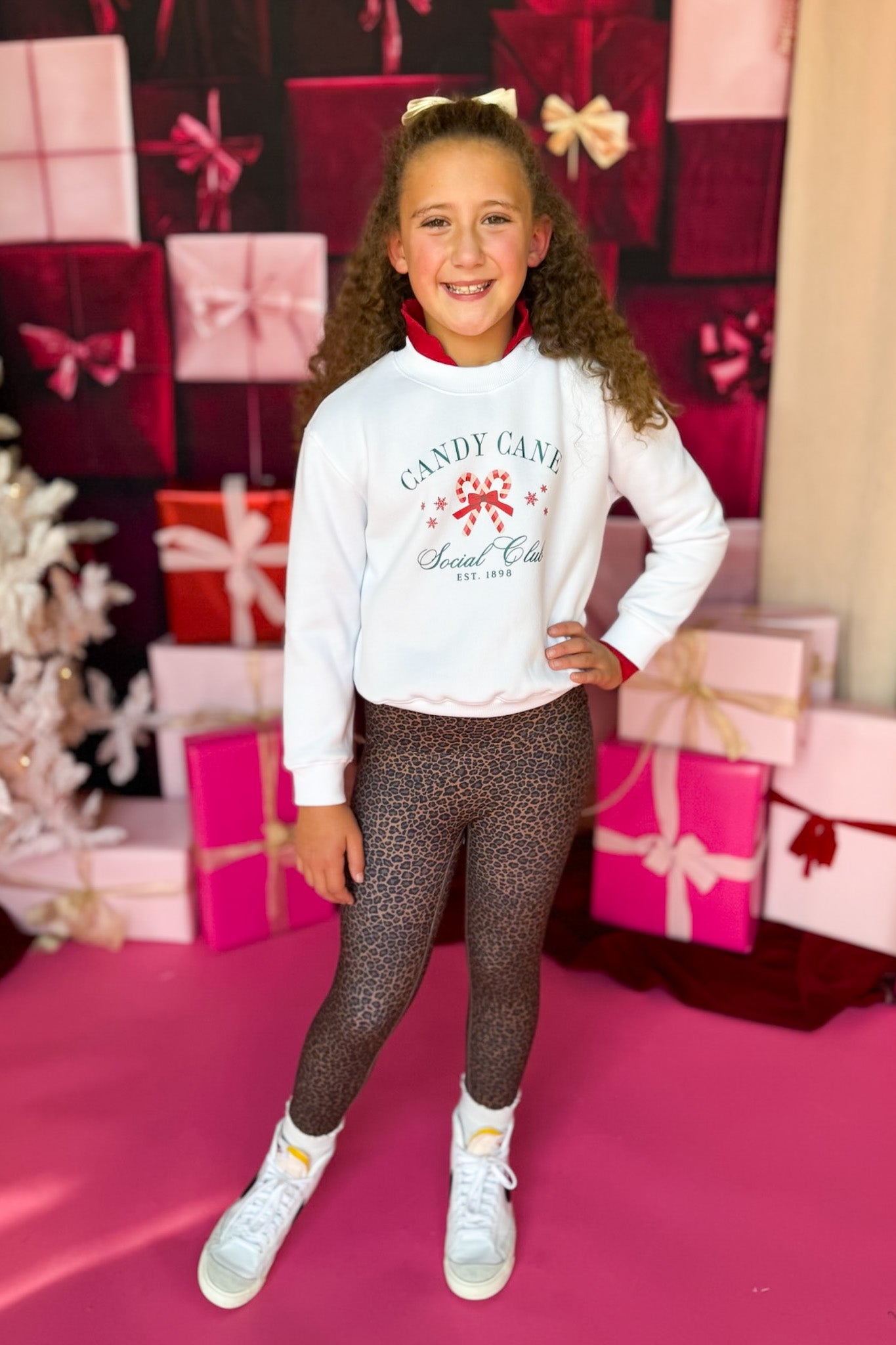 SSYS Kids Candy Cane Social Club Graphic Sweatshirt In Ivory