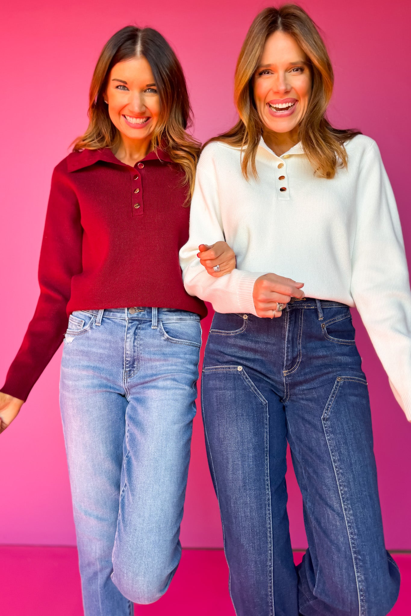 SSYS Thelma Button Turtleneck Sweater In Maroon