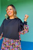 SSYS Crew Neck Printed Panel Scuba Sweatshirt In Black Abstract Animal