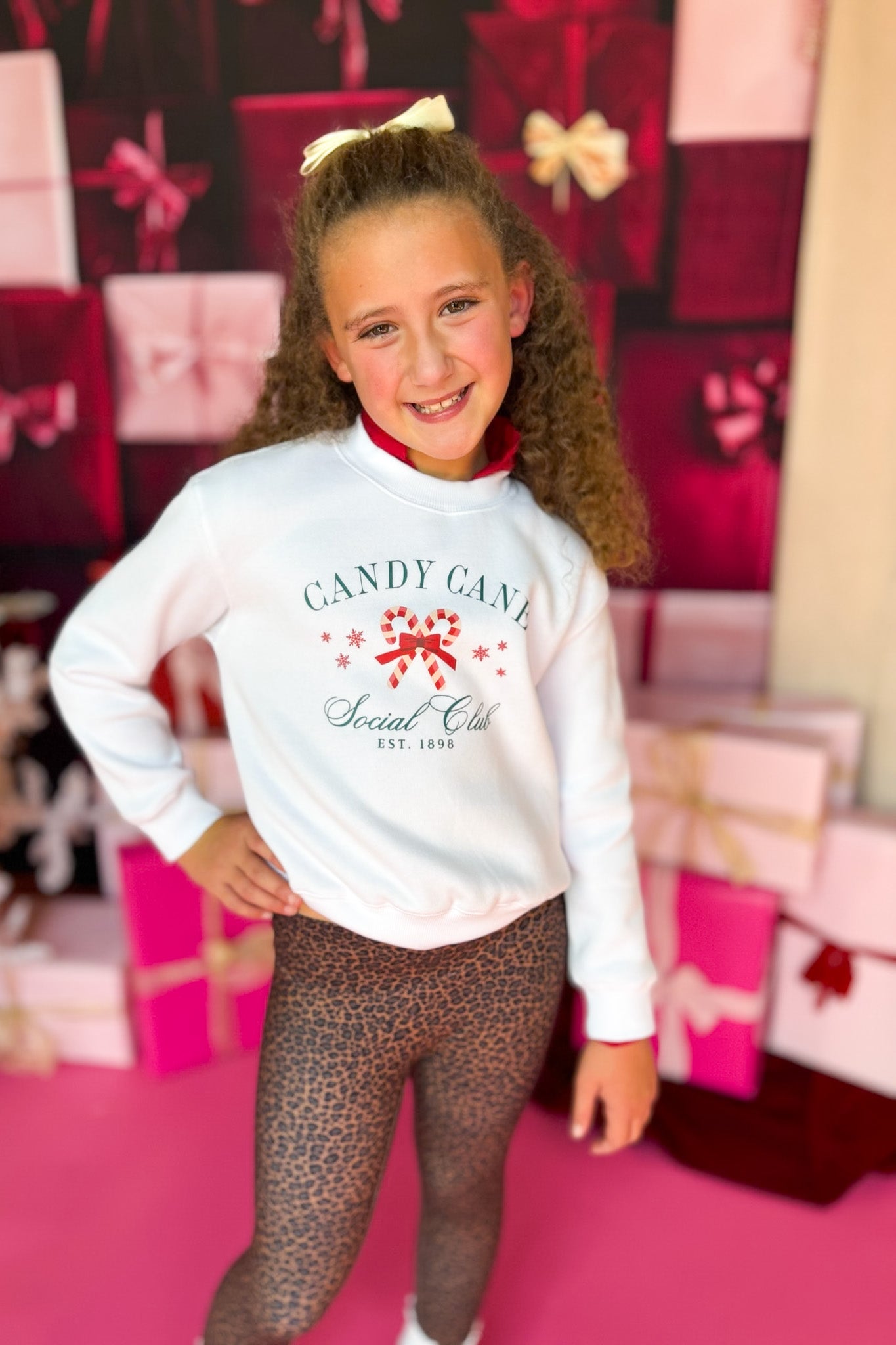 SSYS Kids Candy Cane Social Club Graphic Sweatshirt In Ivory