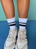 SSYS White Navy Stripe Chunky Knit Socks