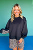 SSYS Crew Neck Printed Panel Scuba Sweatshirt In Black Animal