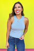 Slate Blue Ribbed Tank Sweater Top