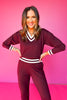 SSYS Rivvy Varsity Sweater Top In Deep Maroon