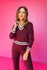 SSYS Rivvy Varsity Sweater Top In Deep Maroon
