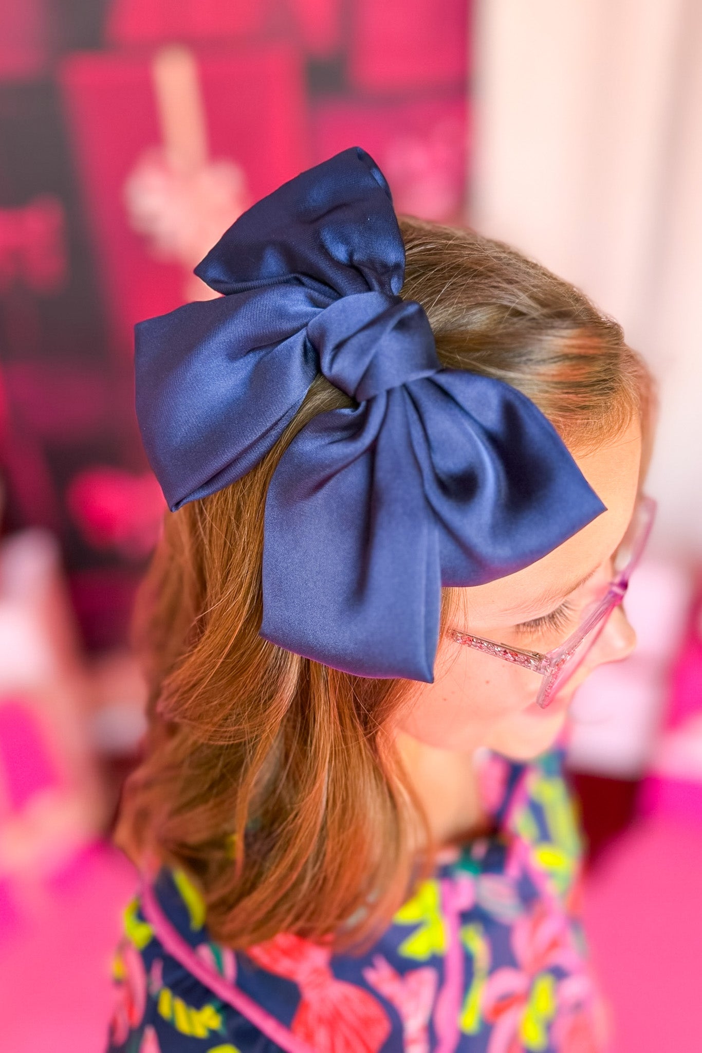 Navy Hair Bow Clip