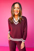 SSYS Rivvy Varsity Sweater Top In Deep Maroon