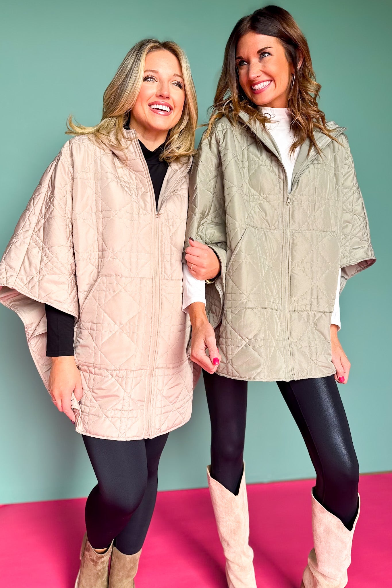 Burgundy Puffer Cape Poncho