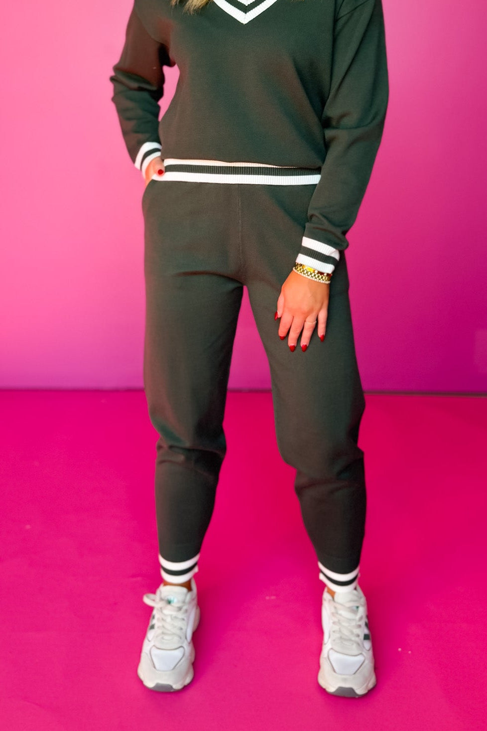 SSYS Dylan Knit Varsity Joggers In Olive