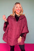 Burgundy Puffer Cape Poncho
