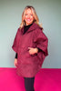 Burgundy Puffer Cape Poncho