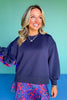 SSYS Crew Neck Printed Panel Scuba Sweatshirt In Navy Animal