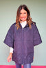 Navy Puffer Cape Poncho