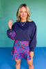 SSYS Crew Neck Printed Panel Scuba Sweatshirt In Navy Animal