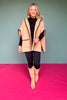 Taupe Hooded Poncho Wrap with Pockets