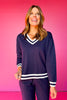 SSYS Rivvy Varsity Sweater Top In Navy