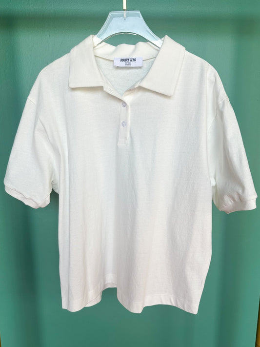 Off White Collared Short Sleeve Top *FINAL SALE*