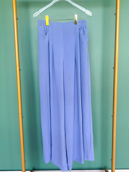 Blue Front Dart Detail Wide Leg Pants *FINAL SALE*